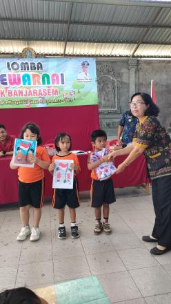 PEMDES Banjarasem mengadakan lomba mewarnai untuk 2 TK yg ada di BANJARASEM dg jumlah peserta 57 ora
